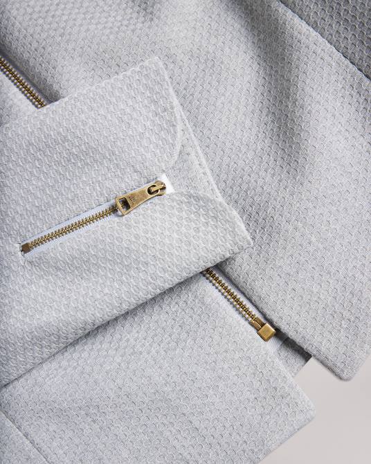 Ted Baker mujer 2ZFP373 ropa chaqueta corta texturizada michah gris claro