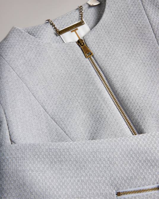 Ted Baker mujer 2ZFP373 ropa chaqueta corta texturizada michah gris claro