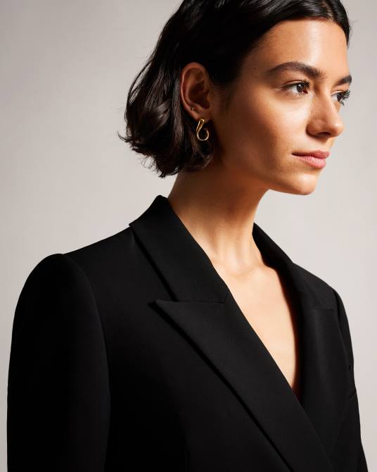 Ted Baker mujer 2ZFP395 ropa chaqueta larga hildia con doble botonadura negro