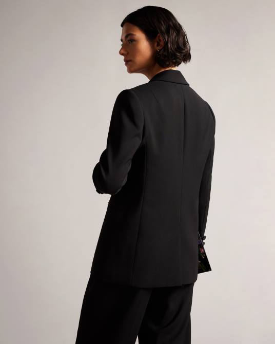 Ted Baker mujer 2ZFP395 ropa chaqueta larga hildia con doble botonadura negro