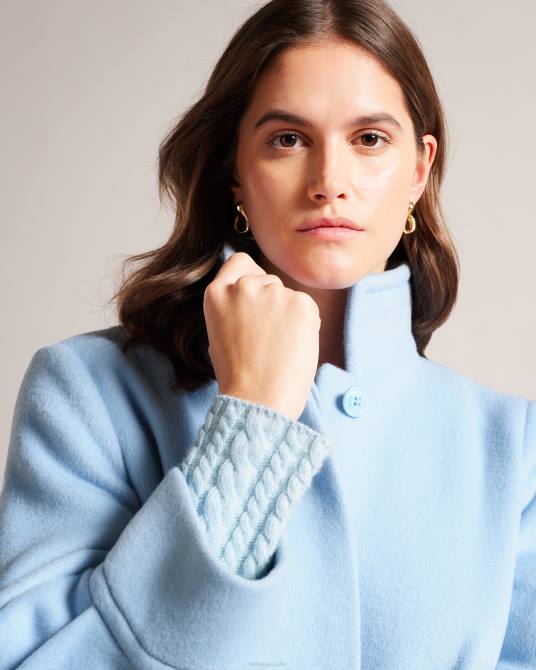 Ted Baker mujer 2ZFP42 ropa abrigo midi sairse con mangas voluminosas azul claro