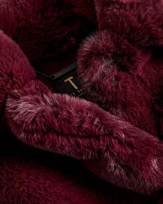 Ted Baker mujer 2ZFP454 ropa abrigo liliam de piel sintética hasta la cadera Morado oscuro