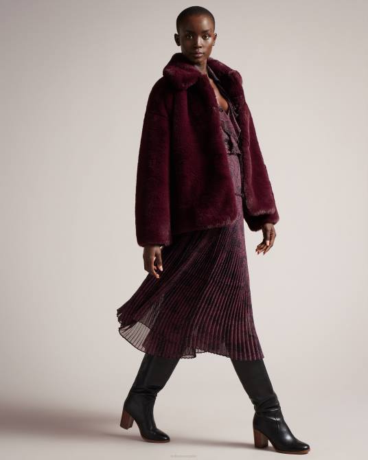 Ted Baker mujer 2ZFP454 ropa abrigo liliam de piel sintética hasta la cadera Morado oscuro