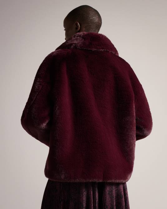 Ted Baker mujer 2ZFP454 ropa abrigo liliam de piel sintética hasta la cadera Morado oscuro