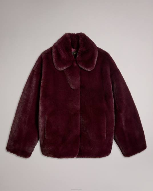 Ted Baker mujer 2ZFP454 ropa abrigo liliam de piel sintética hasta la cadera Morado oscuro