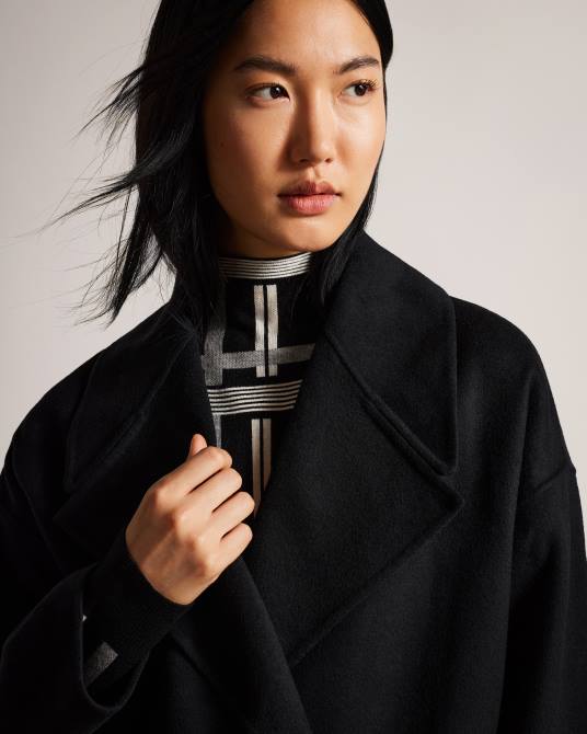 Ted Baker mujer 2ZFP456 ropa abrigo capullo caysa con cuello extragrande negro