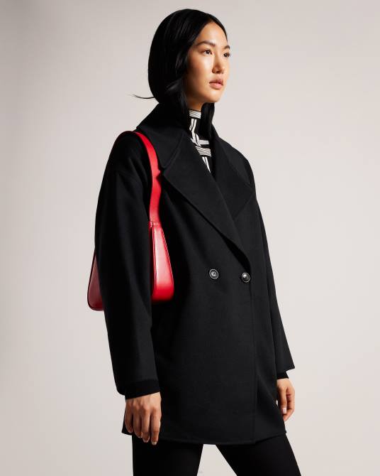 Ted Baker mujer 2ZFP456 ropa abrigo capullo caysa con cuello extragrande negro