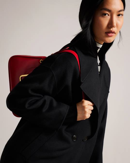 Ted Baker mujer 2ZFP456 ropa abrigo capullo caysa con cuello extragrande negro