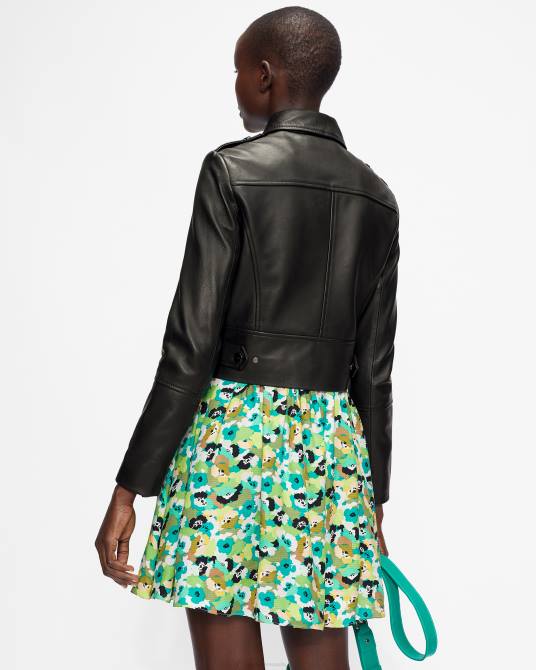 Ted Baker mujer 2ZFP468 ropa chaqueta biker corta de cuero ssalli negro