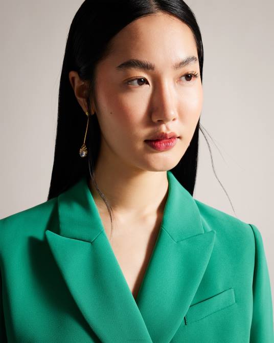 Ted Baker mujer 2ZFP482 ropa chaqueta cruzada llayla con botones en relieve verde