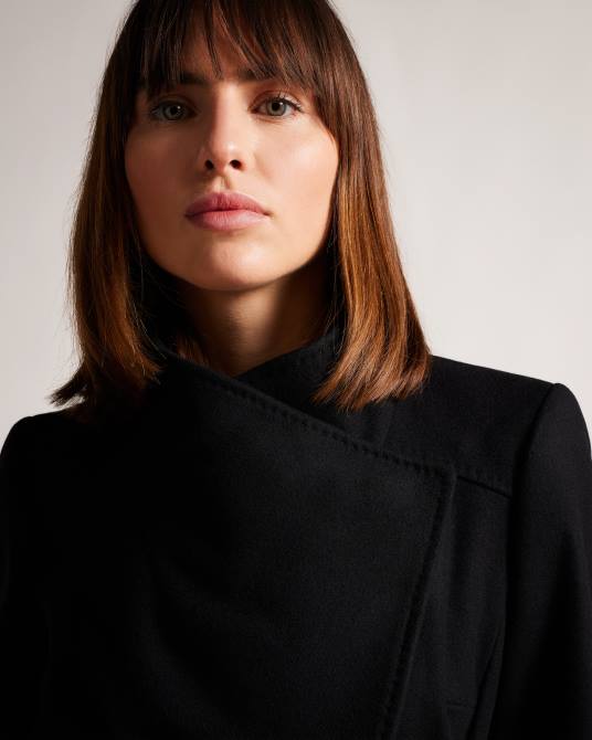 Ted Baker mujer 2ZFP488 ropa abrigo cruzado corto de lana rytaa negro azabache