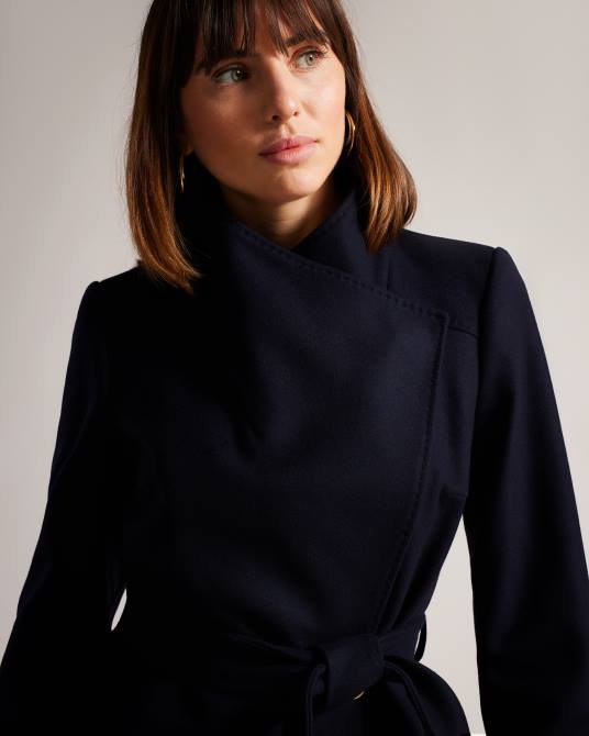 Ted Baker mujer 2ZFP501 ropa abrigo cruzado corto de lana rytaa azul marino oscuro