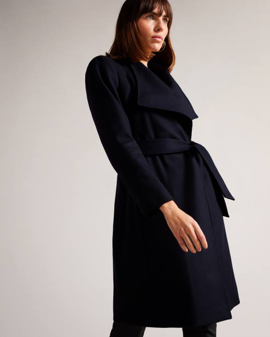 Ted Baker mujer 2ZFP509 ropa abrigo cruzado midi de lana sandra dk-azul marino