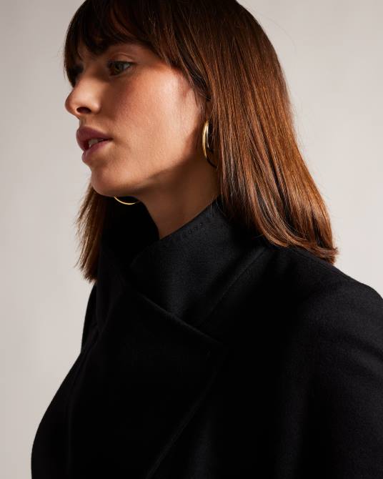 Ted Baker mujer 2ZFP525 ropa abrigo cruzado midi de lana sandra negro azabache