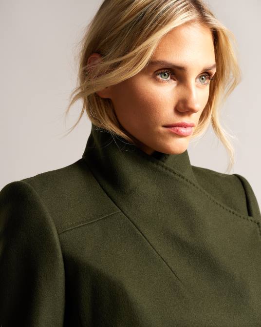 Ted Baker mujer 2ZFP563 ropa abrigo cruzado corto de lana rytaa caqui