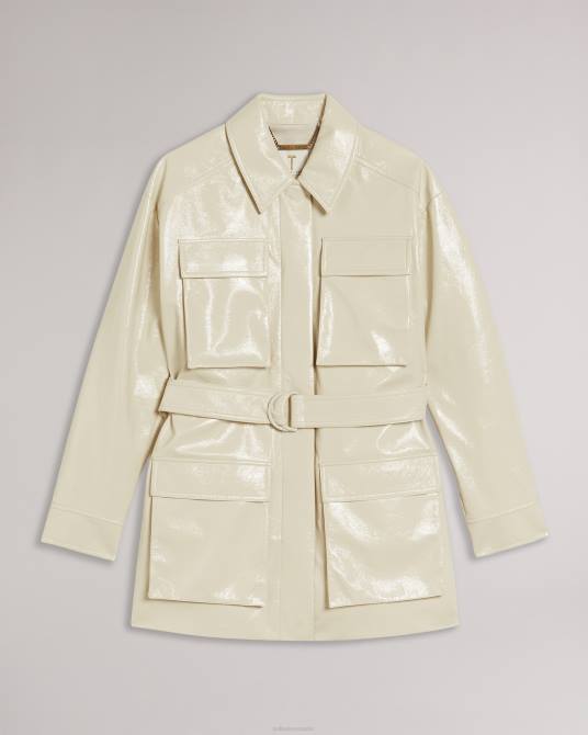 Ted Baker mujer 2ZFP569 ropa chaqueta de campo foziey de vinilo texturizado Marfil