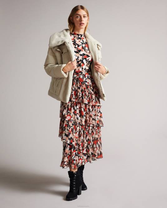 Ted Baker mujer 2ZFP587 ropa chaqueta acolchada liilla borj de mezcla de tejidos Marfil