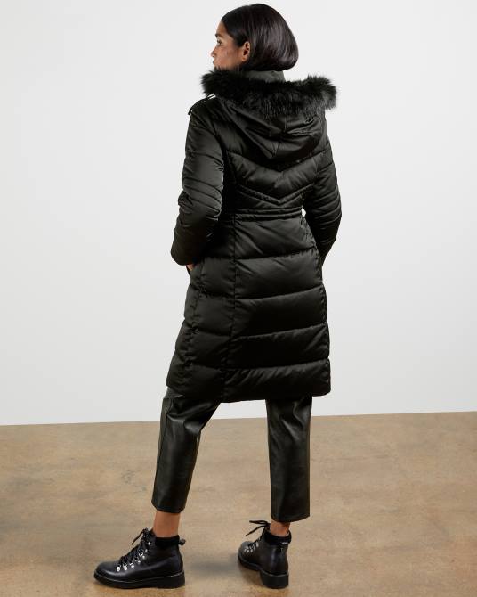 Ted Baker mujer 2ZFP658 ropa abrigo largo acolchado con cinturón samira negro