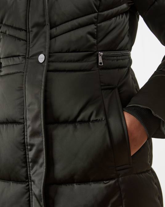 Ted Baker mujer 2ZFP658 ropa abrigo largo acolchado con cinturón samira negro