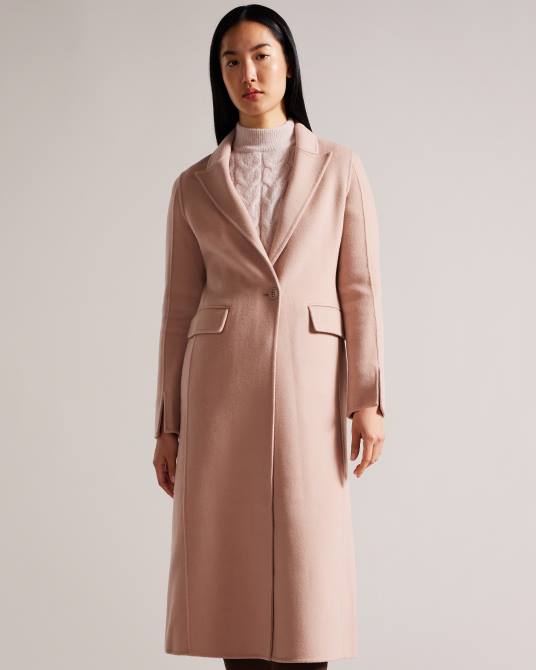 Ted Baker mujer 2ZFP77 ropa abrigo largo serinn en mezcla de lana Rosado oscuro