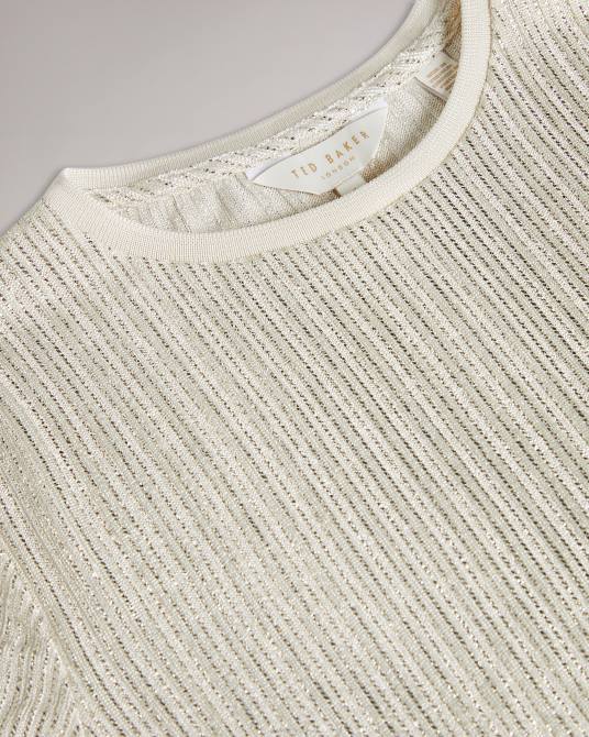 Ted Baker mujer 2ZFP516 ropa camiseta catrino metalizada ajustada Marfil