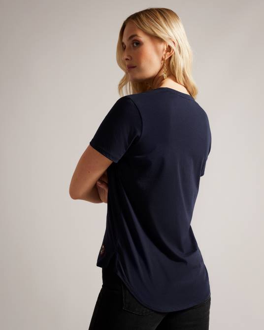 Ted Baker mujer 2ZFP542 ropa camiseta de corte fácil con cuello en v de lovage Armada