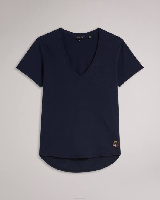 Ted Baker mujer 2ZFP542 ropa camiseta de corte fácil con cuello en v de lovage Armada