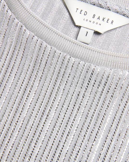 Ted Baker mujer 2ZFP556 ropa camiseta catrino metalizada ajustada plata