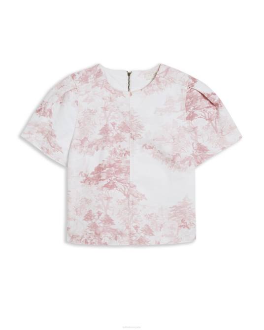 Ted Baker mujer 2ZFP571 ropa Camiseta corta de mezclilla con borde sin rematar de Jonett rosa medio