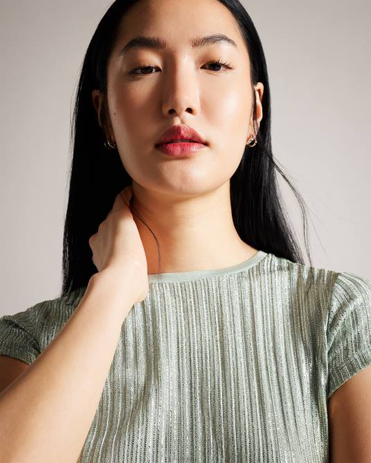 Ted Baker mujer 2ZFP609 ropa camiseta catrino metalizada ajustada pl-verde