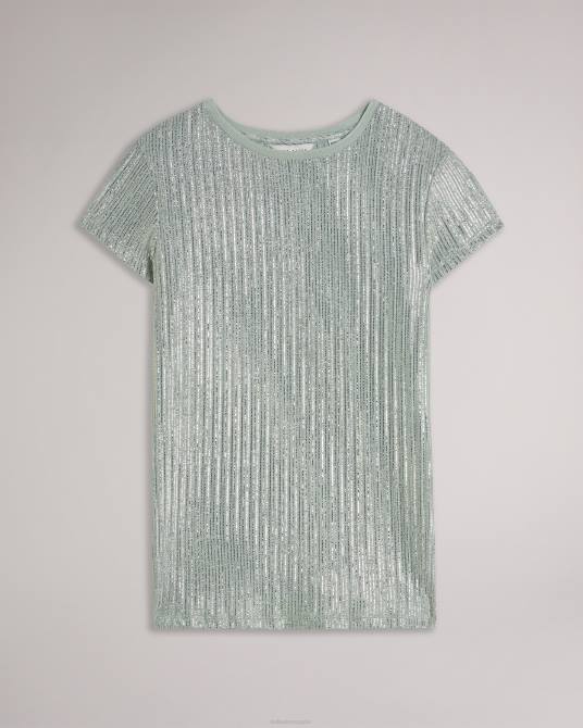 Ted Baker mujer 2ZFP609 ropa camiseta catrino metalizada ajustada pl-verde