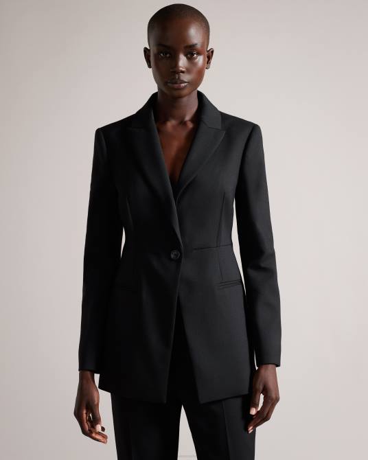 Ted Baker mujer 2ZFP224 ropa blazer largo con botonadura sencilla fritta negro