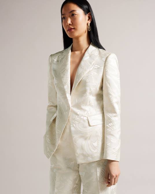 Ted Baker mujer 2ZFP303 ropa majia blazer de corte slim con botonadura sencilla en jacquard natural
