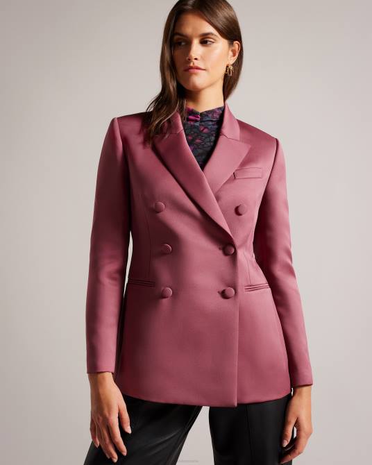 Ted Baker mujer 2ZFP51 ropa blazer boyfriend de satén con doble botonadura seraph Morado oscuro