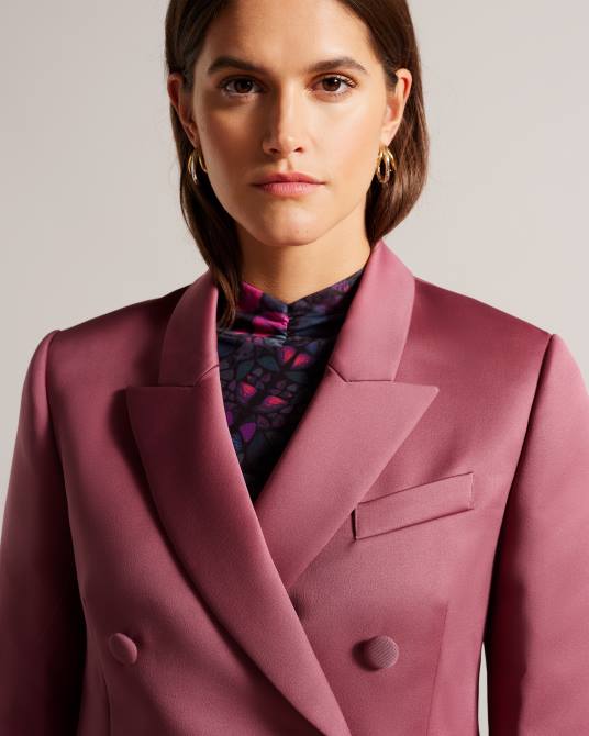 Ted Baker mujer 2ZFP51 ropa blazer boyfriend de satén con doble botonadura seraph Morado oscuro