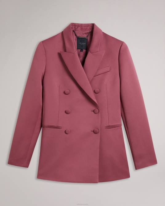 Ted Baker mujer 2ZFP51 ropa blazer boyfriend de satén con doble botonadura seraph Morado oscuro