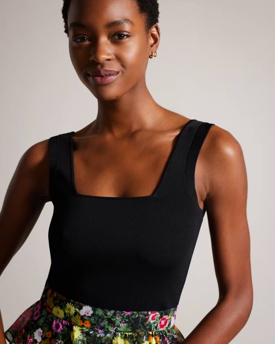 Ted Baker mujer 2ZFP13 ropa Vestido jennias con corpiño de punto y falda con volantes negro