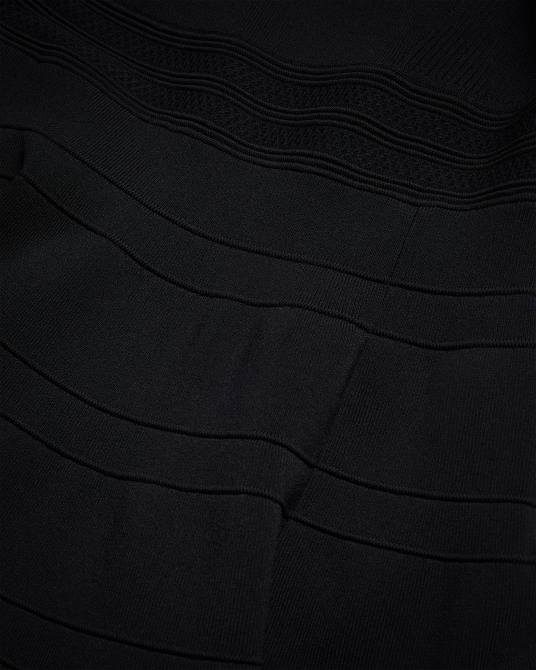 Ted Baker mujer 2ZFP182 ropa vestido aterciopelado con mangas abullonadas y falda técnica negro