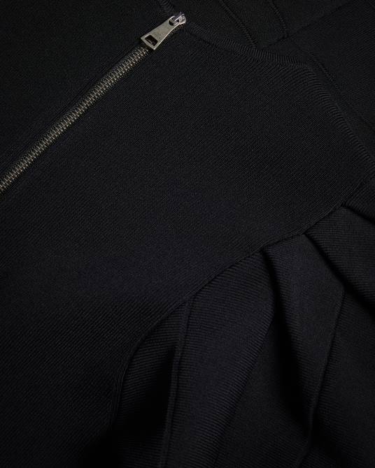 Ted Baker mujer 2ZFP182 ropa vestido aterciopelado con mangas abullonadas y falda técnica negro