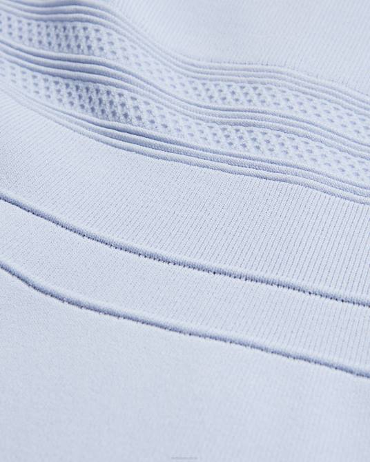 Ted Baker mujer 2ZFP184 ropa vestido aterciopelado con mangas abullonadas y falda técnica bebe azul