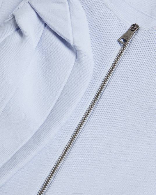 Ted Baker mujer 2ZFP184 ropa vestido aterciopelado con mangas abullonadas y falda técnica bebe azul