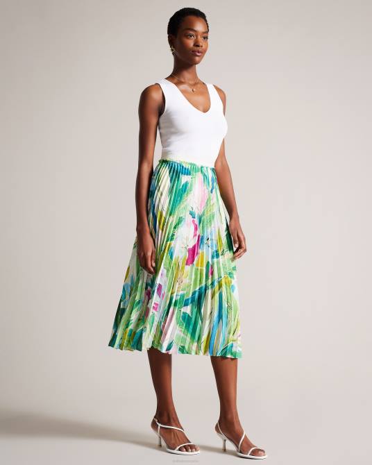 Ted Baker mujer 2ZFP240 ropa lopehz falda midi plisada con flores pintadas verde