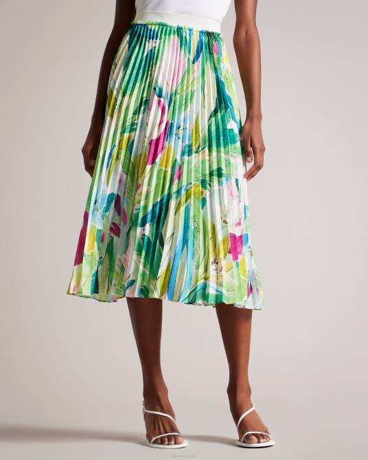 Ted Baker mujer 2ZFP240 ropa lopehz falda midi plisada con flores pintadas verde