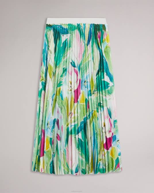 Ted Baker mujer 2ZFP240 ropa lopehz falda midi plisada con flores pintadas verde