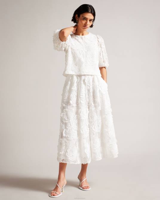 Ted Baker mujer 2ZFP241 ropa falda midi louelaa con pliegues blanco