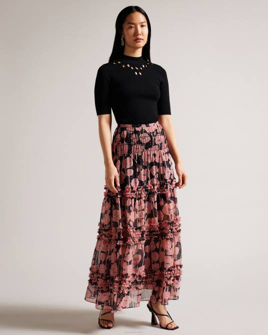 Ted Baker mujer 2ZFP247 ropa falda larga a capas de allesaa negro