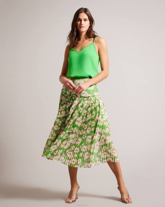 Ted Baker mujer 2ZFP256 ropa falda midi plisada floral maryin verde
