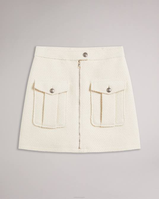 Ted Baker mujer 2ZFP451 ropa cremlas minifalda con cremallera y bolsillos de parche Marfil