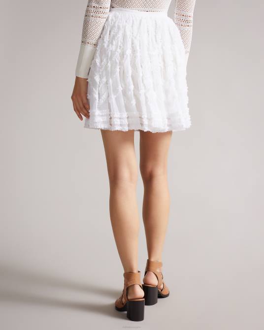 Ted Baker mujer 2ZFP631 ropa minifalda amplia con detalle de microvolantes blanco