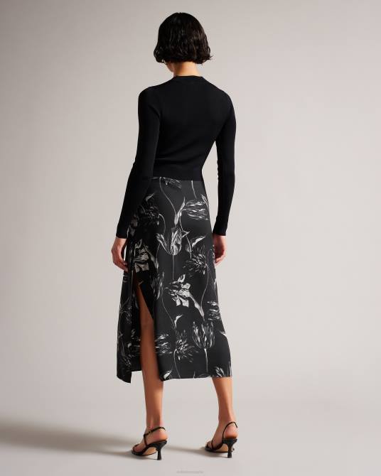 Ted Baker mujer 2ZFP63 ropa vestido con falda y corpiño de punto alettaa negro